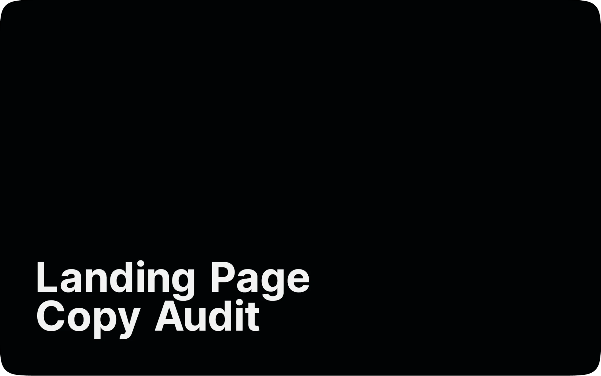 Landing Page Copy Audit
