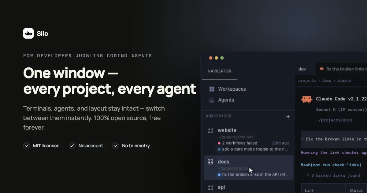 Silo — одно рабочее окно для проектов и ИИ-агентов